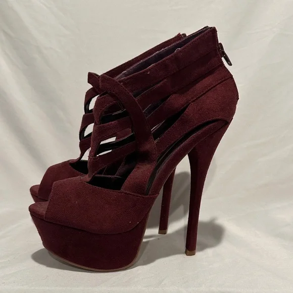 Forever 21 Burgundy Strappy Heels - Picture 5 of 7